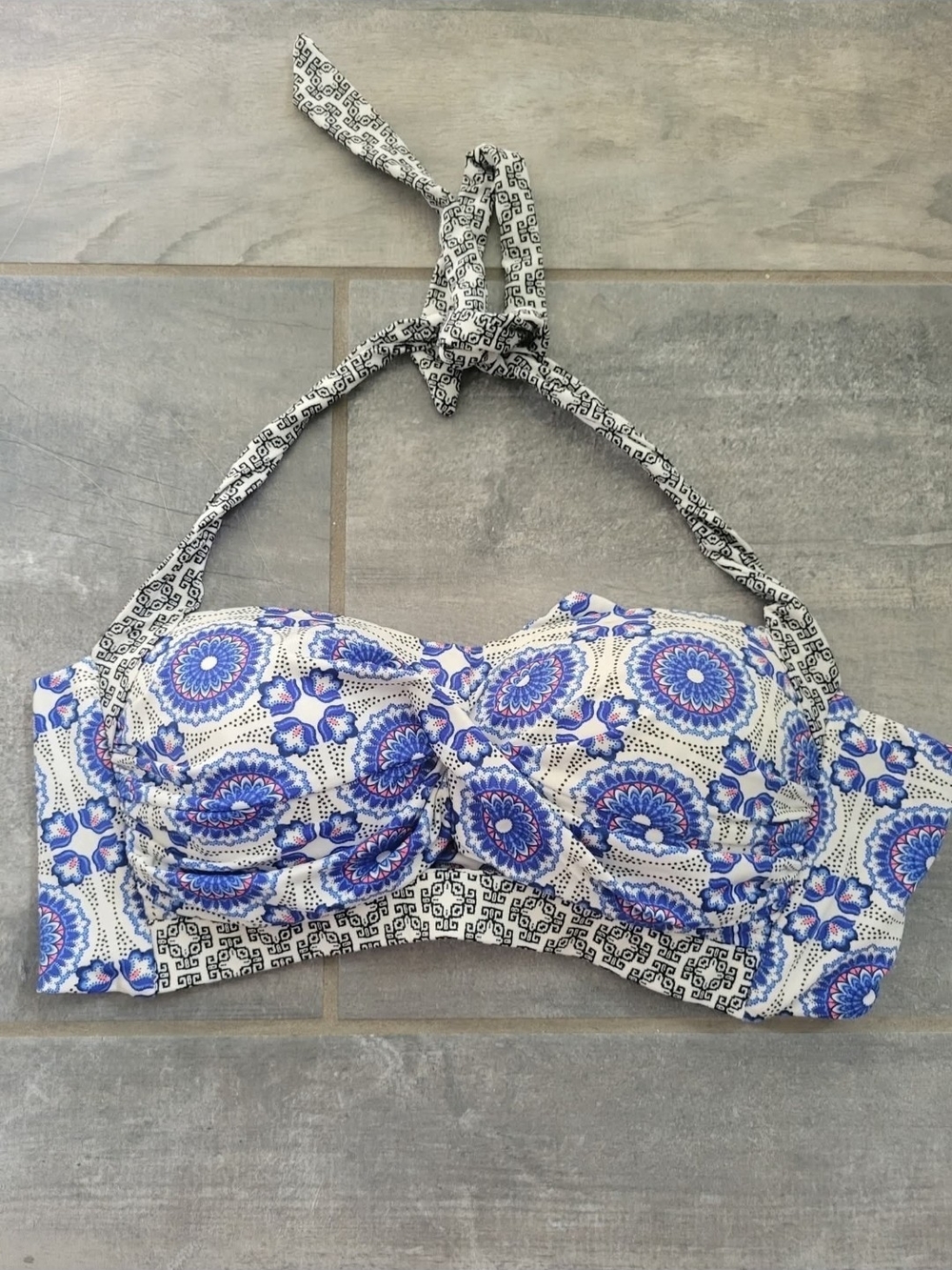 Daniel Cremieux Blue and White Bikini Top
